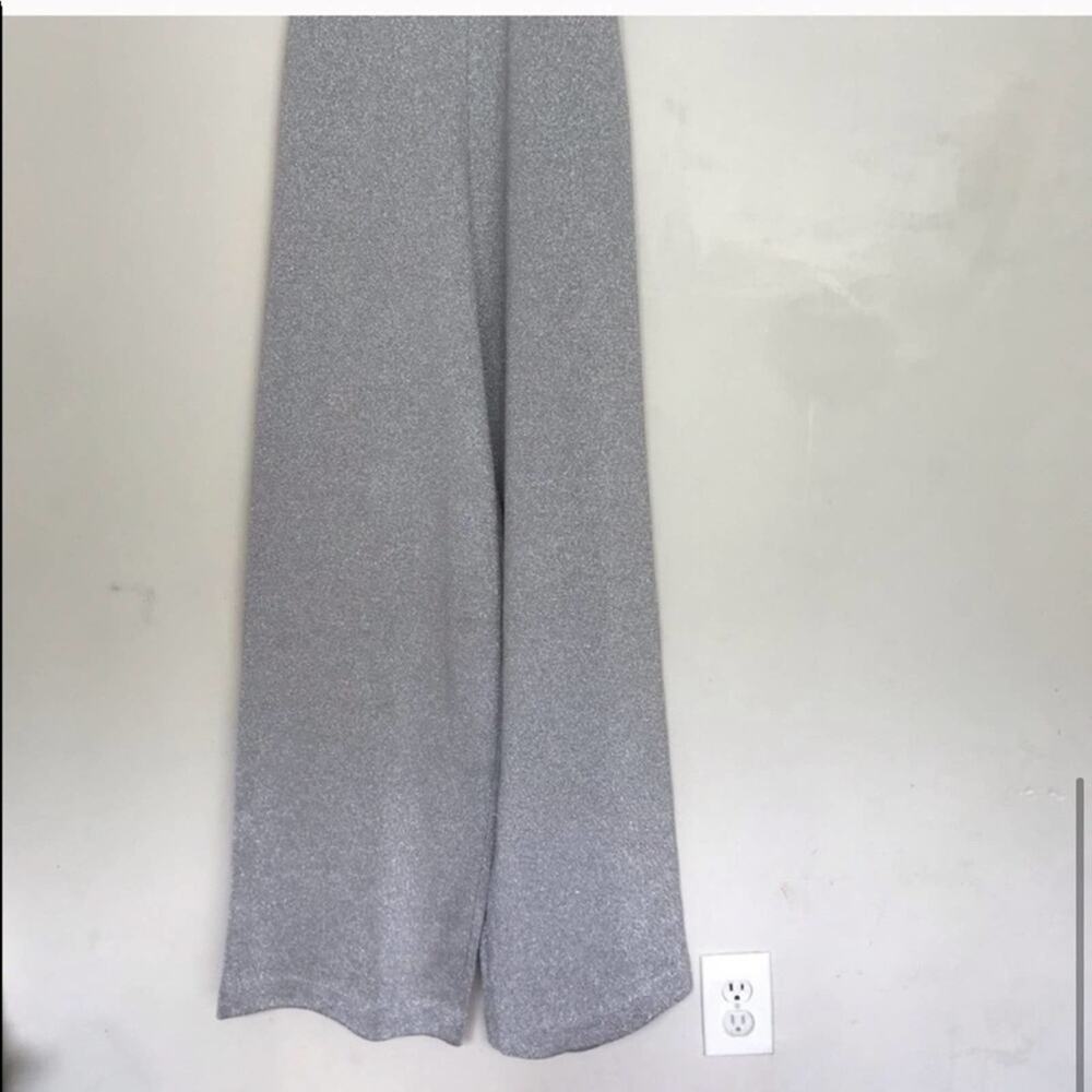 J CREW LUREX Sparkle Bow Back Jumpsuit Wide Loose Leg Holiday Knit Stretch - Picture 7 of 7